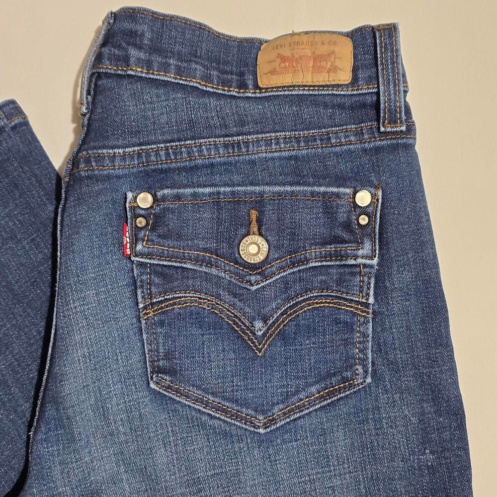 Levi's 505 Straight Leg Jeans Women's Dark Wash Flap Pocket Size 6 L/C